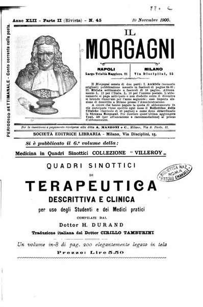 Il morgagni giornale indirizzato al progresso della medicina. Parte 2., Riviste