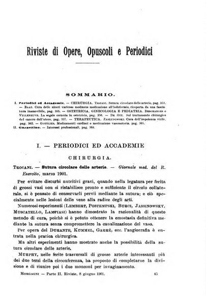 Il morgagni giornale indirizzato al progresso della medicina. Parte 2., Riviste