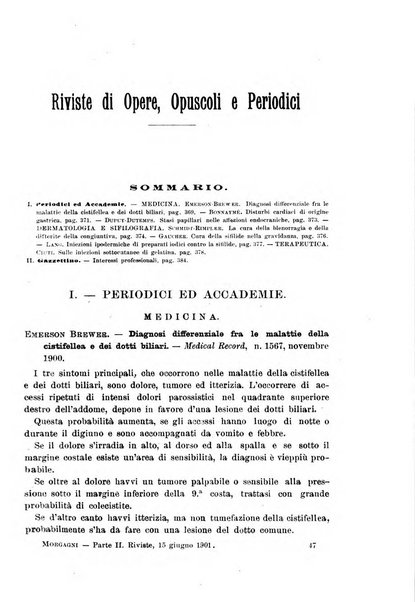 Il morgagni giornale indirizzato al progresso della medicina. Parte 2., Riviste