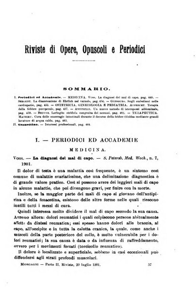 Il morgagni giornale indirizzato al progresso della medicina. Parte 2., Riviste