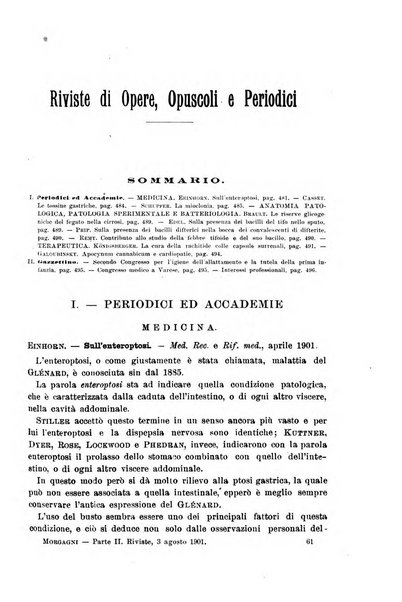 Il morgagni giornale indirizzato al progresso della medicina. Parte 2., Riviste