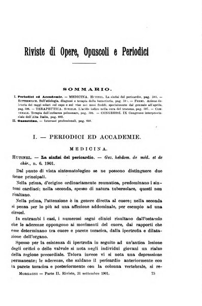 Il morgagni giornale indirizzato al progresso della medicina. Parte 2., Riviste