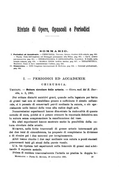 Il morgagni giornale indirizzato al progresso della medicina. Parte 2., Riviste