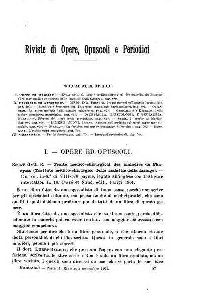 Il morgagni giornale indirizzato al progresso della medicina. Parte 2., Riviste