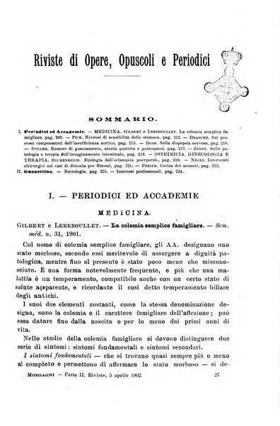 Il morgagni giornale indirizzato al progresso della medicina. Parte 2., Riviste