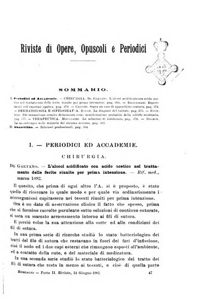 Il morgagni giornale indirizzato al progresso della medicina. Parte 2., Riviste