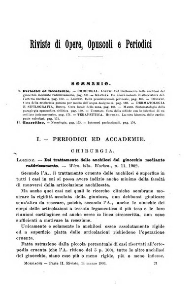 Il morgagni giornale indirizzato al progresso della medicina. Parte 2., Riviste