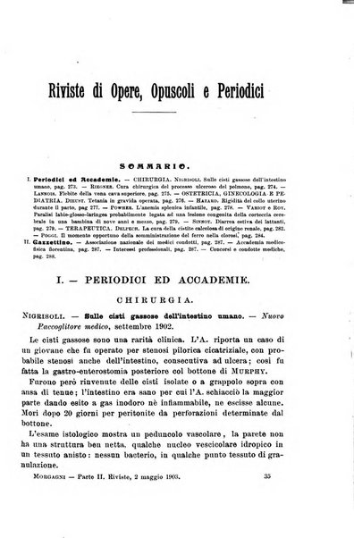 Il morgagni giornale indirizzato al progresso della medicina. Parte 2., Riviste