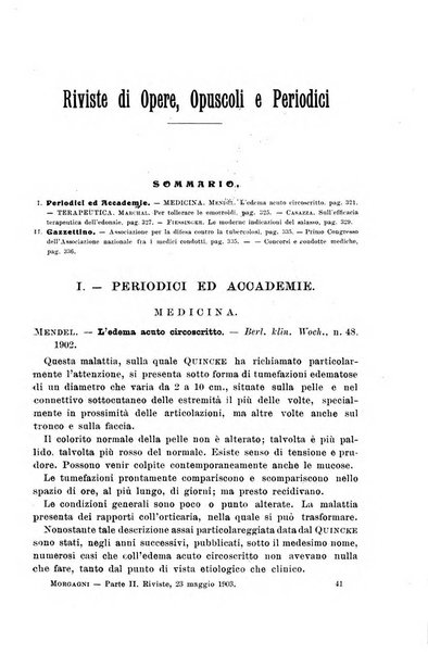 Il morgagni giornale indirizzato al progresso della medicina. Parte 2., Riviste