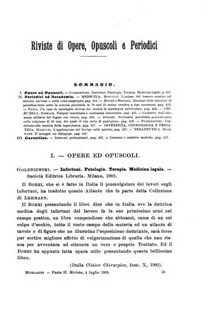 Il morgagni giornale indirizzato al progresso della medicina. Parte 2., Riviste