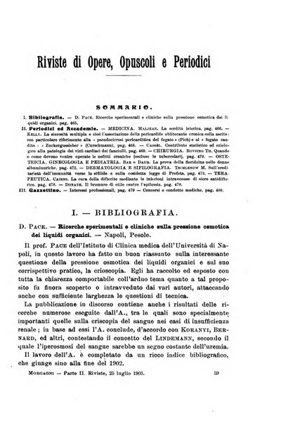 Il morgagni giornale indirizzato al progresso della medicina. Parte 2., Riviste