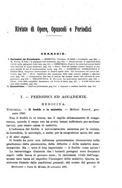 Il morgagni giornale indirizzato al progresso della medicina. Parte 2., Riviste