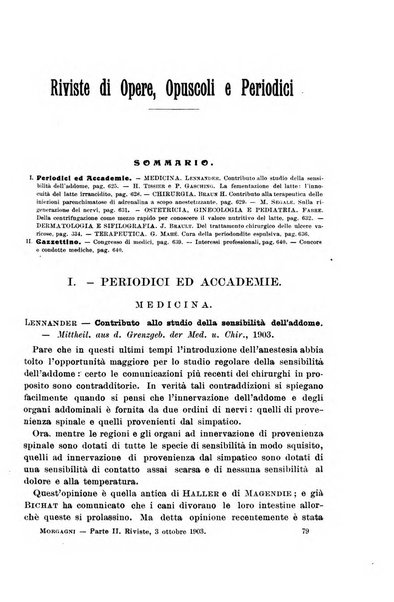 Il morgagni giornale indirizzato al progresso della medicina. Parte 2., Riviste