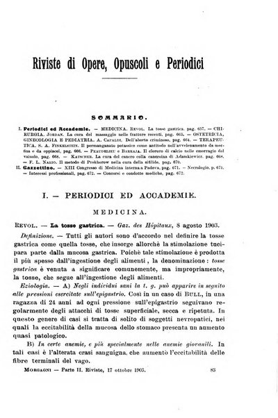 Il morgagni giornale indirizzato al progresso della medicina. Parte 2., Riviste