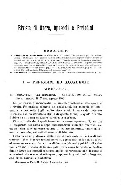 Il morgagni giornale indirizzato al progresso della medicina. Parte 2., Riviste