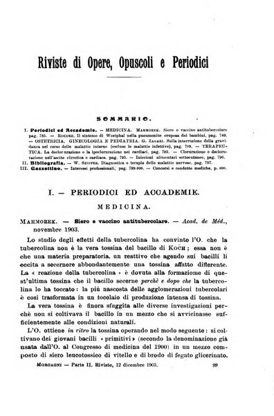 Il morgagni giornale indirizzato al progresso della medicina. Parte 2., Riviste