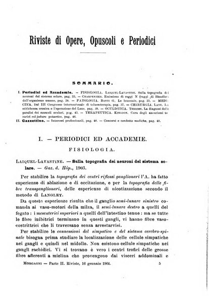 Il morgagni giornale indirizzato al progresso della medicina. Parte 2., Riviste