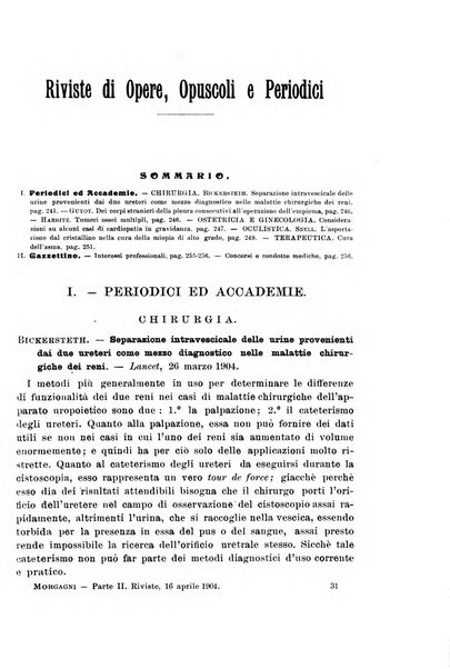 Il morgagni giornale indirizzato al progresso della medicina. Parte 2., Riviste