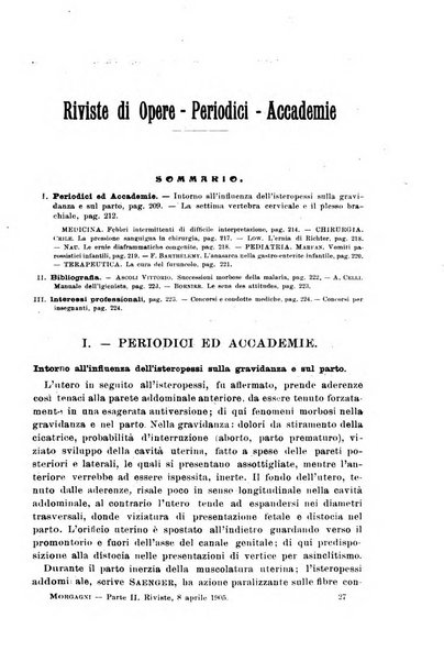 Il morgagni giornale indirizzato al progresso della medicina. Parte 2., Riviste