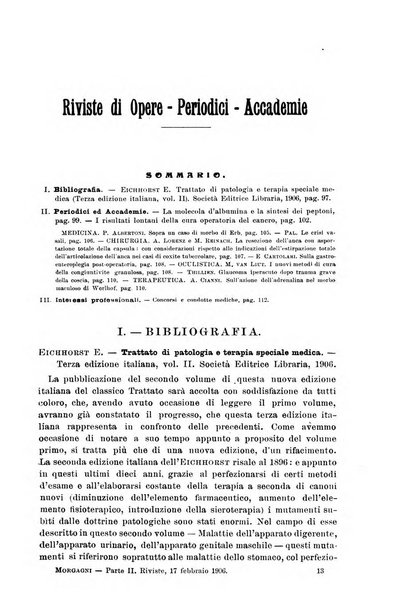 Il morgagni giornale indirizzato al progresso della medicina. Parte 2., Riviste