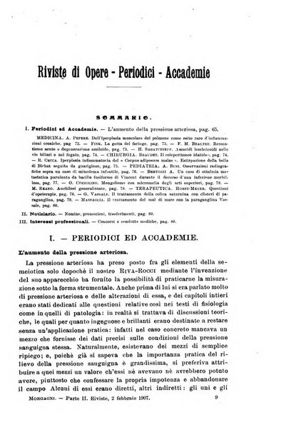 Il morgagni giornale indirizzato al progresso della medicina. Parte 2., Riviste