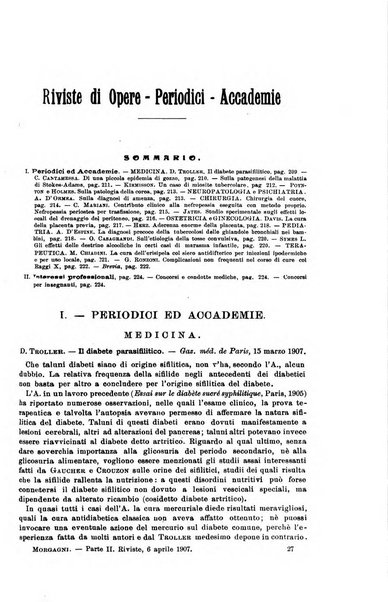 Il morgagni giornale indirizzato al progresso della medicina. Parte 2., Riviste