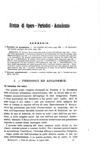 Il morgagni giornale indirizzato al progresso della medicina. Parte 2., Riviste