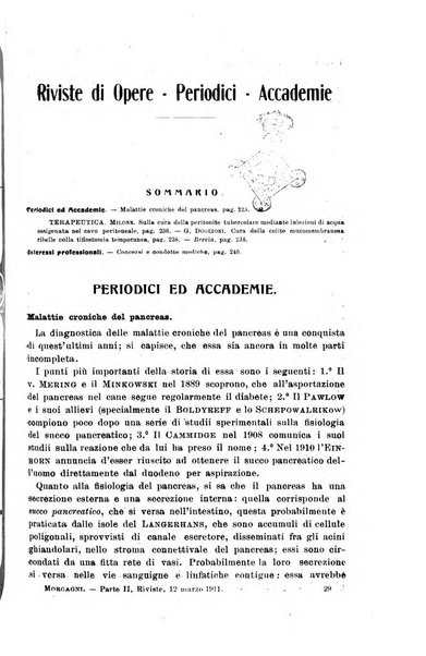 Il morgagni giornale indirizzato al progresso della medicina. Parte 2., Riviste