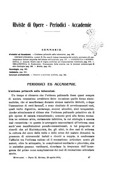 Il morgagni giornale indirizzato al progresso della medicina. Parte 2., Riviste