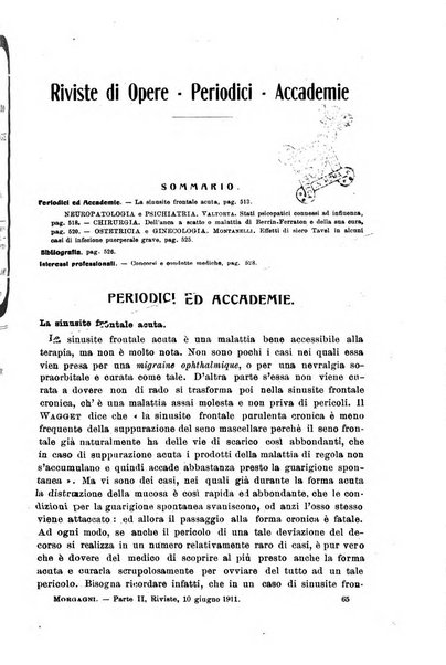 Il morgagni giornale indirizzato al progresso della medicina. Parte 2., Riviste