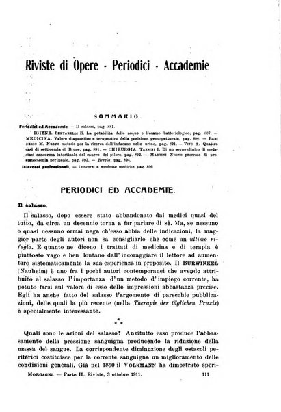 Il morgagni giornale indirizzato al progresso della medicina. Parte 2., Riviste