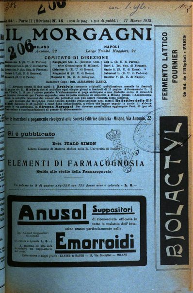 Il morgagni giornale indirizzato al progresso della medicina. Parte 2., Riviste