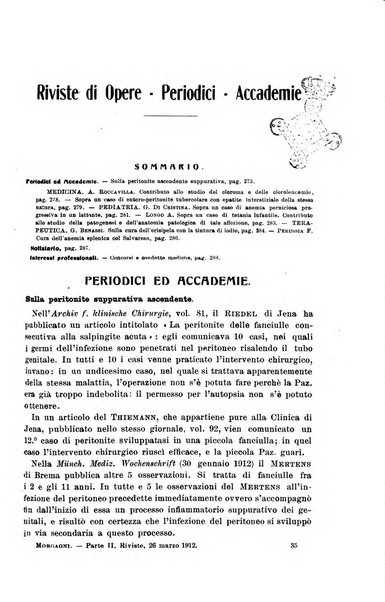 Il morgagni giornale indirizzato al progresso della medicina. Parte 2., Riviste