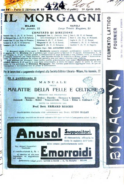 Il morgagni giornale indirizzato al progresso della medicina. Parte 2., Riviste