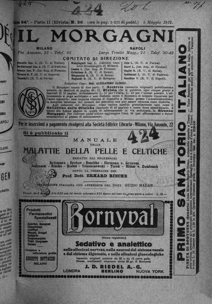 Il morgagni giornale indirizzato al progresso della medicina. Parte 2., Riviste