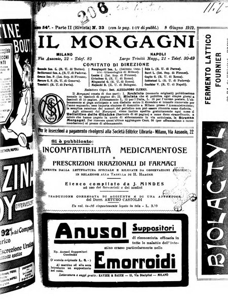 Il morgagni giornale indirizzato al progresso della medicina. Parte 2., Riviste