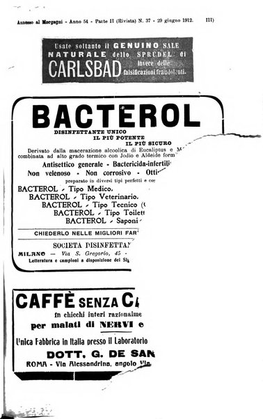 Il morgagni giornale indirizzato al progresso della medicina. Parte 2., Riviste