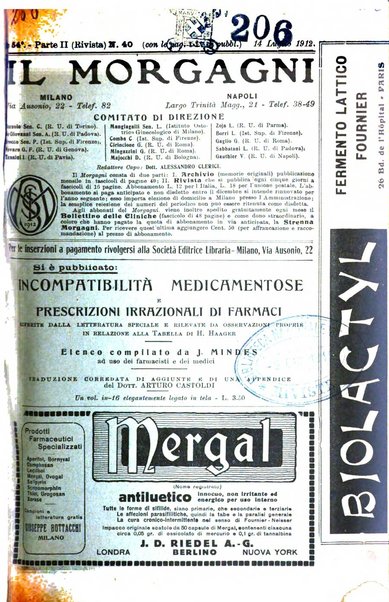 Il morgagni giornale indirizzato al progresso della medicina. Parte 2., Riviste