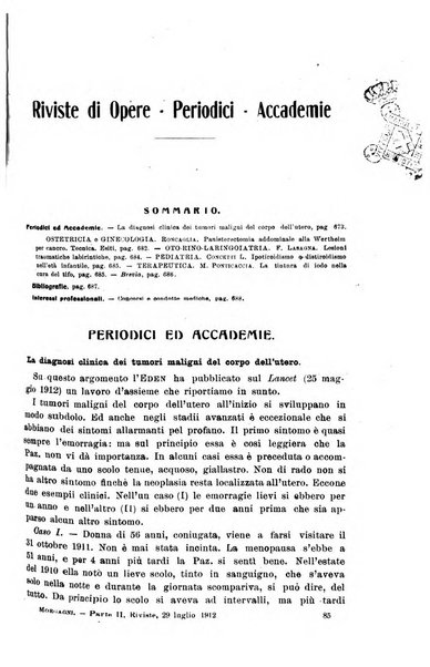 Il morgagni giornale indirizzato al progresso della medicina. Parte 2., Riviste