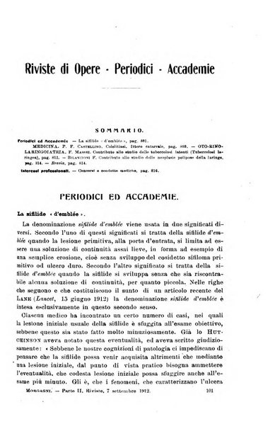 Il morgagni giornale indirizzato al progresso della medicina. Parte 2., Riviste