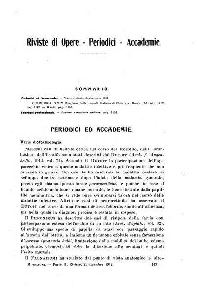 Il morgagni giornale indirizzato al progresso della medicina. Parte 2., Riviste