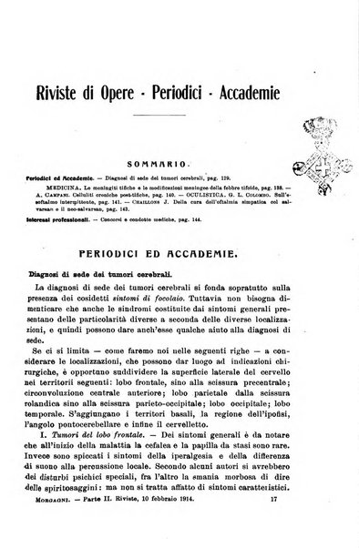 Il morgagni giornale indirizzato al progresso della medicina. Parte 2., Riviste