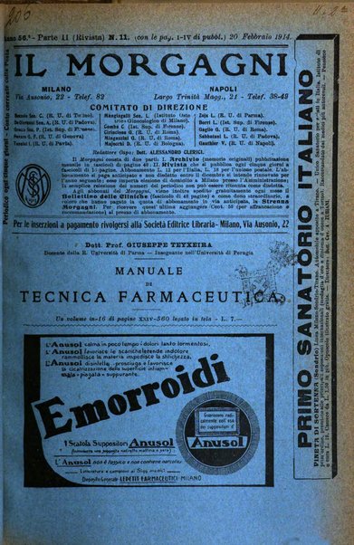 Il morgagni giornale indirizzato al progresso della medicina. Parte 2., Riviste