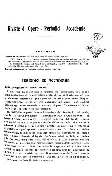 Il morgagni giornale indirizzato al progresso della medicina. Parte 2., Riviste