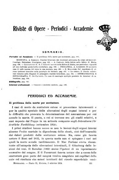 Il morgagni giornale indirizzato al progresso della medicina. Parte 2., Riviste