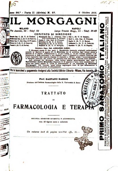 Il morgagni giornale indirizzato al progresso della medicina. Parte 2., Riviste