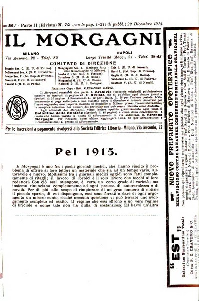 Il morgagni giornale indirizzato al progresso della medicina. Parte 2., Riviste