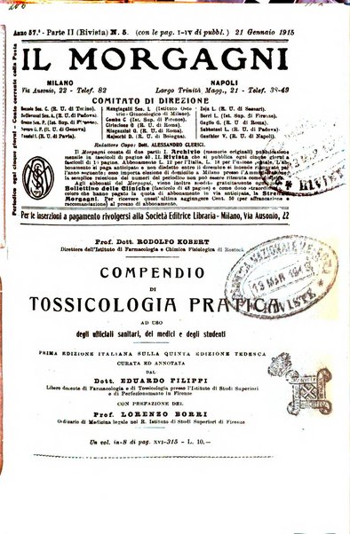 Il morgagni giornale indirizzato al progresso della medicina. Parte 2., Riviste