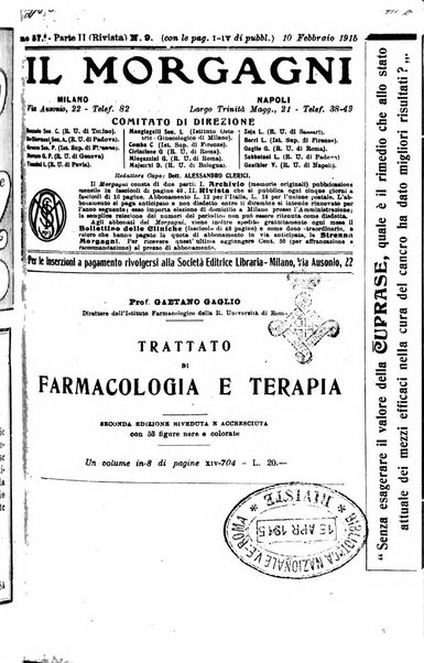 Il morgagni giornale indirizzato al progresso della medicina. Parte 2., Riviste