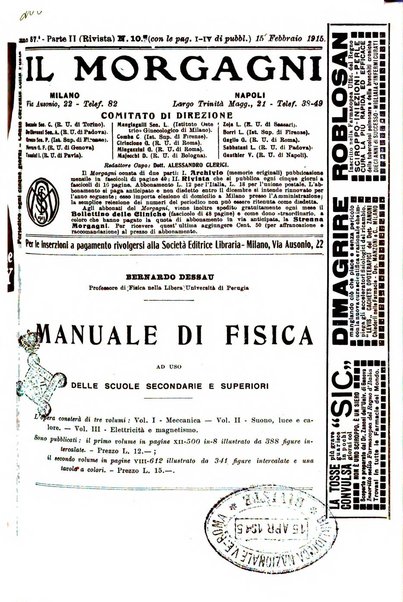 Il morgagni giornale indirizzato al progresso della medicina. Parte 2., Riviste